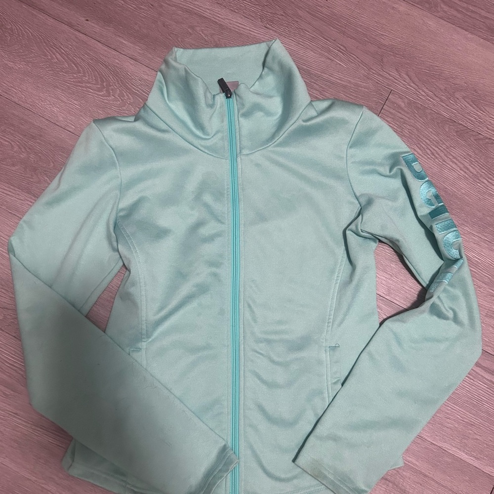 Bench Women's Light Aqua Zip-Up Sweater Jacket